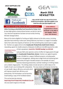 Cover image of the spring newsletter from Jace Supplies, GEA milking machine dealer based in Staffordshire